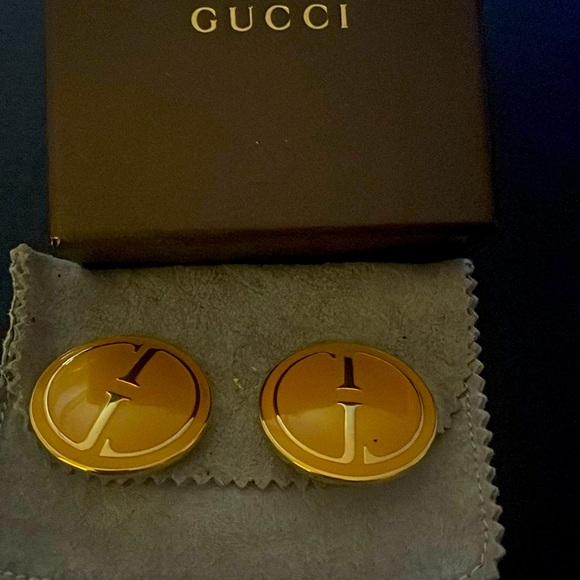 GUCCI Earrings Vintage Rare Logo Clip w2 box - Picture 1 of 2